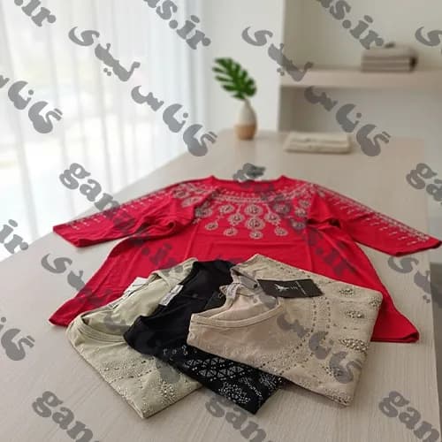 تیشرت استین سه ربع زنانه نگین دار
