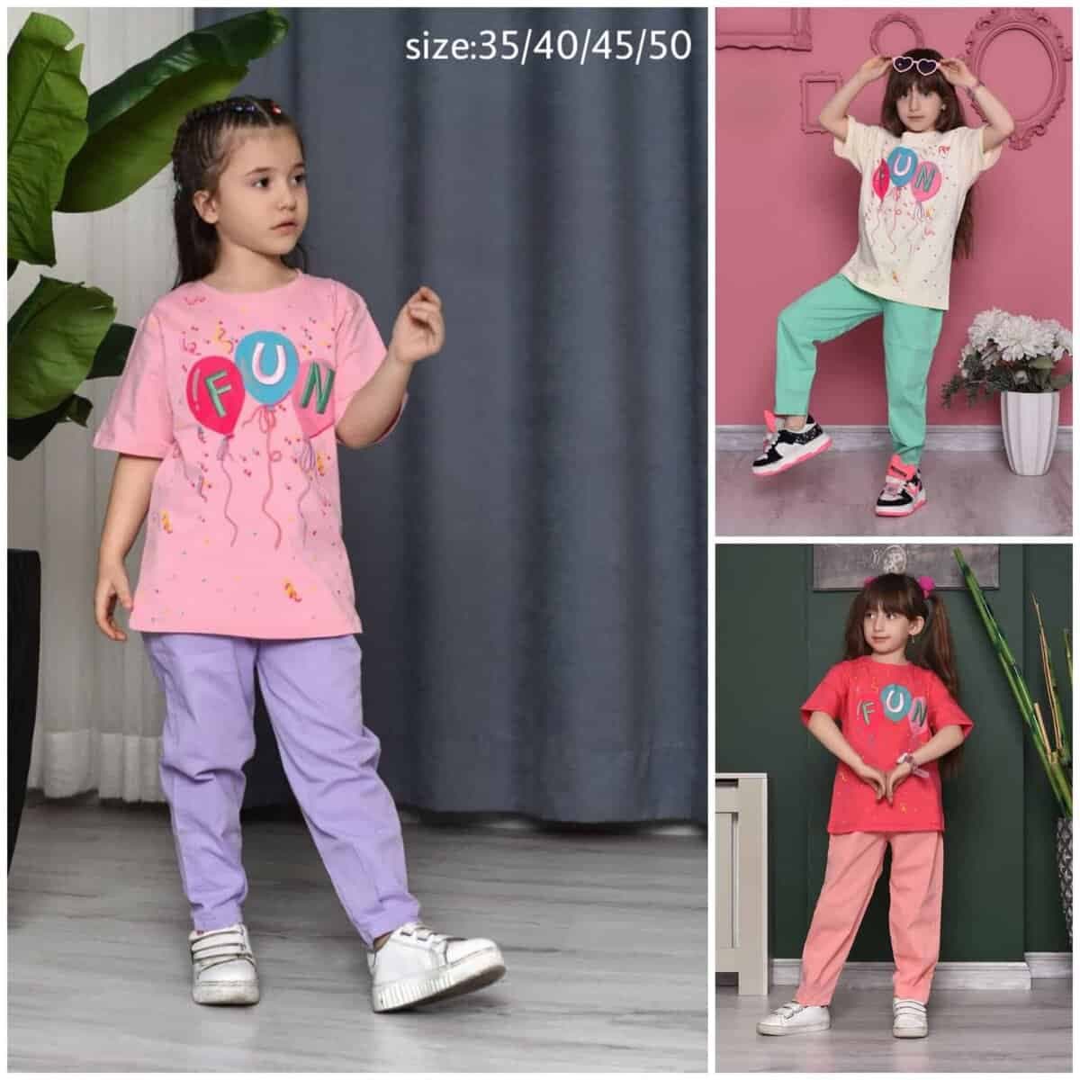 تیشرت شلوار کتان گلدوزی کد 3004 سایز 35 تا 50