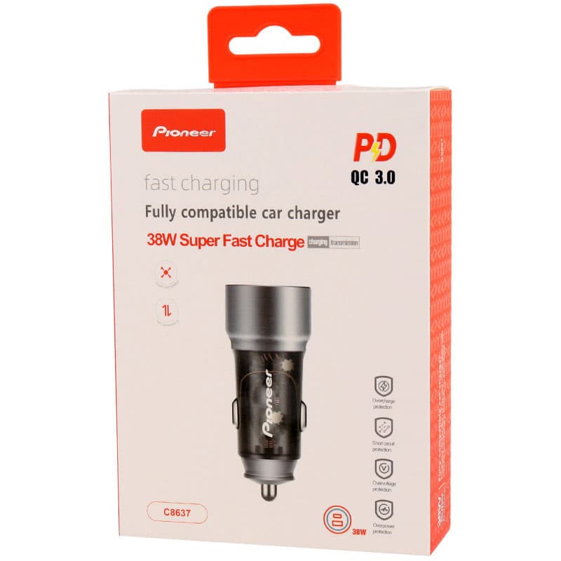 فندکی Pioneer مدل C8637 بدنه فلزی سوپر فست 38W