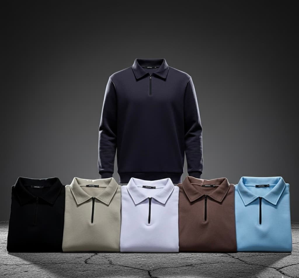 دورس مردانه قواره بزرگ نیم‌زیپ (Half-Zip) پارچه اعلاء داخل کرکی