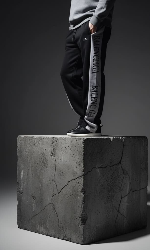 شلوار اسلش بگ استایل سایز بزرگ واقعی (3XL تا 6XL) | نوار مخمل سوئیت Balenciaga و Diesel | گشاد و قد بلند