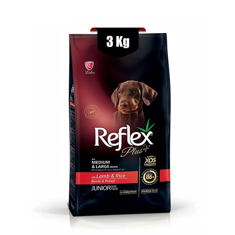 غذا خشک توله سگ نژاد متوسط و بزرگ با طعم بره و برنج رفلکس پلاس وزن 3 کیلوگرم Reflex Plus Lamb & Rice