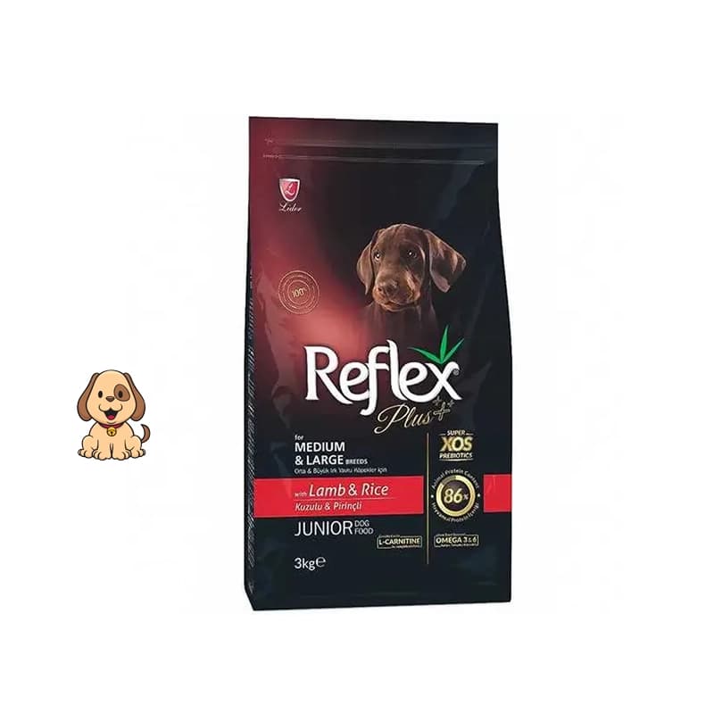 غذا خشک توله سگ نژاد متوسط و بزرگ با طعم بره و برنج رفلکس پلاس وزن 3 کیلوگرم Reflex Plus Lamb & Rice Junior