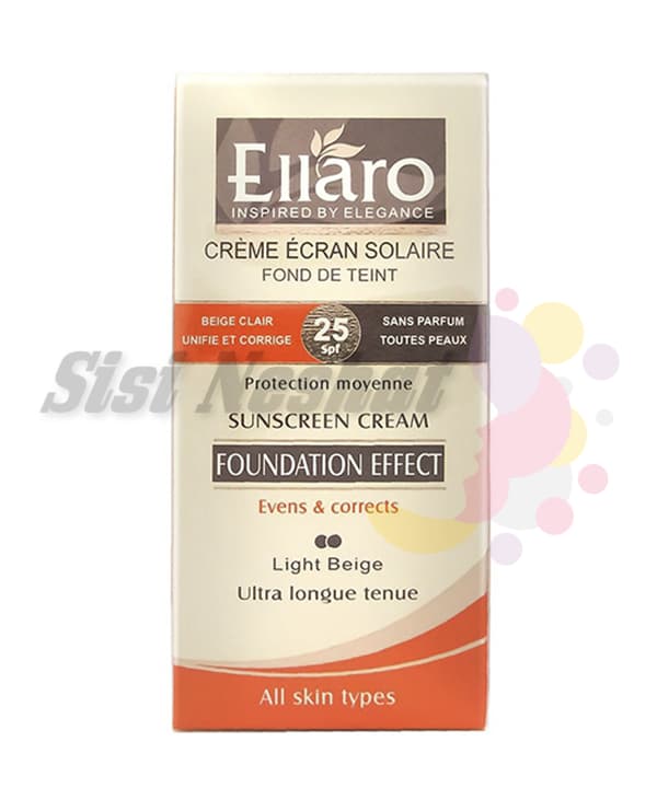 ضد آفتاب الاروELLARO انواع پوست کرم پودری بژ روشن SPF25 — تصویر ۶