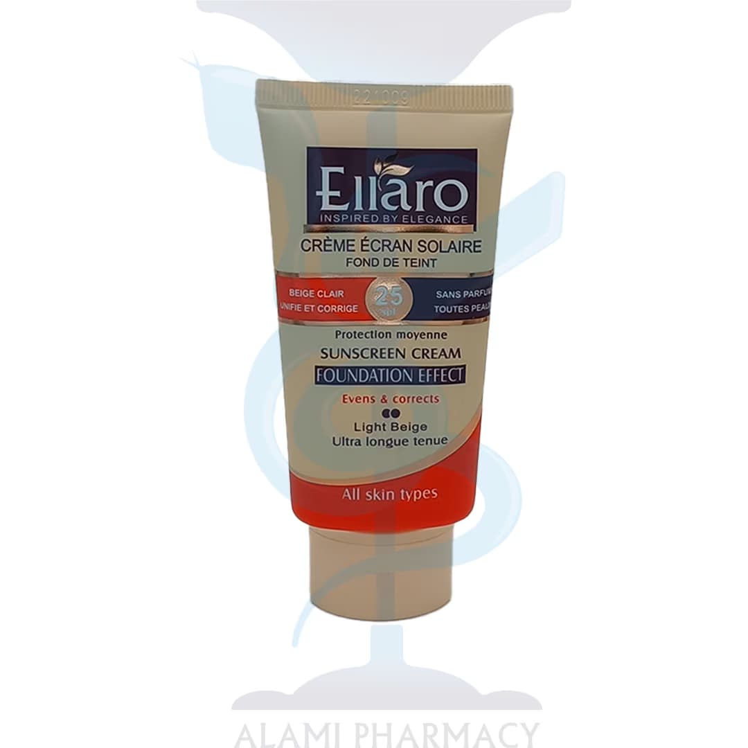 ضد آفتاب الاروELLARO انواع پوست کرم پودری بژ روشن SPF25 — تصویر ۲