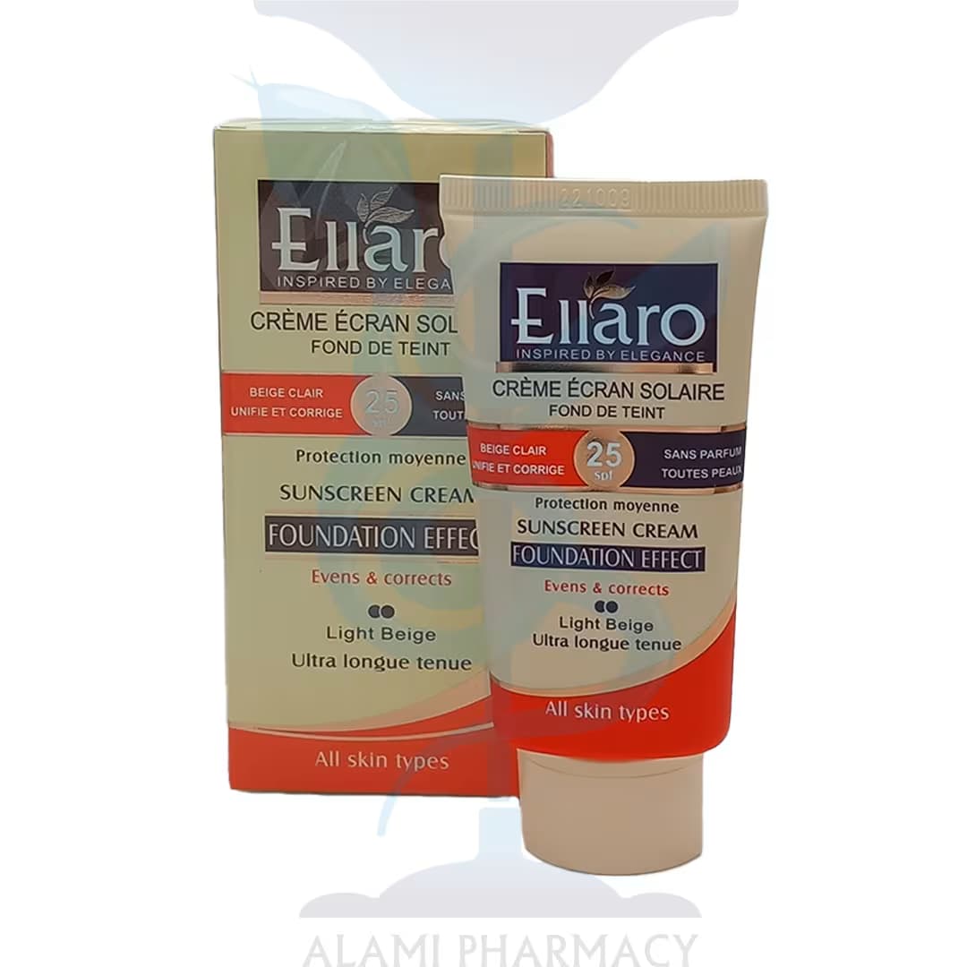 ضد آفتاب الاروELLARO انواع پوست کرم پودری بژ روشن SPF25 — تصویر ۳
