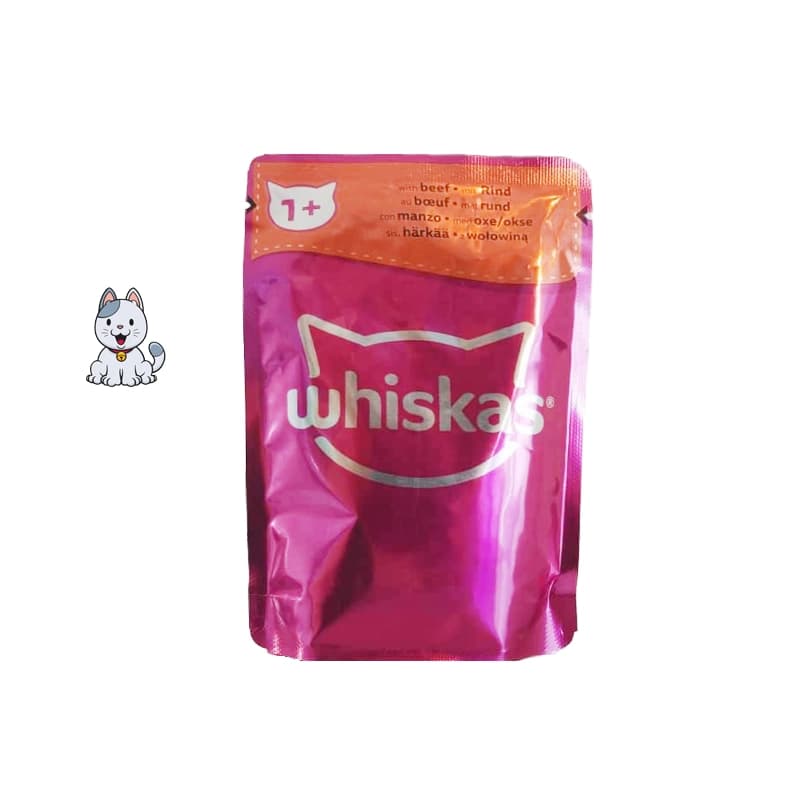 پوچ گربه ویسکاس طعم گوشت گاو 85 گرم Whiskas
