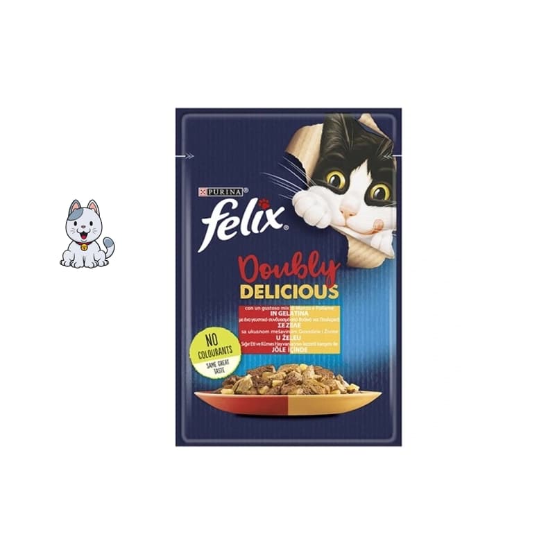 پوچ گربه فلیکس طعم گوشت گاو و مرغ 85 گرم Felix Doubly Delicious