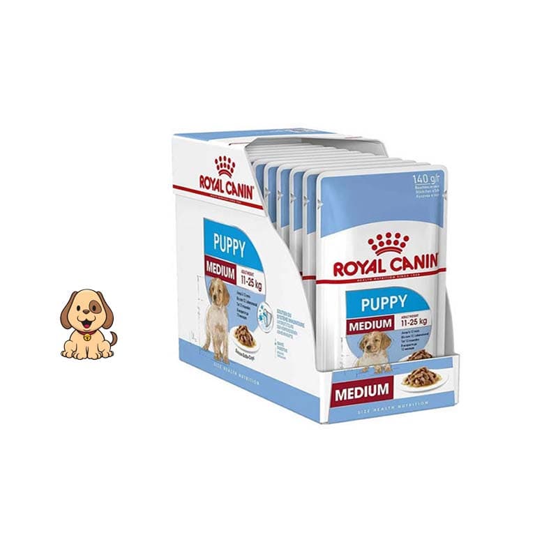پوچ توله سگ نژادمتوسط رویال کنین 140 گرم Royal Canin Medium Puppy