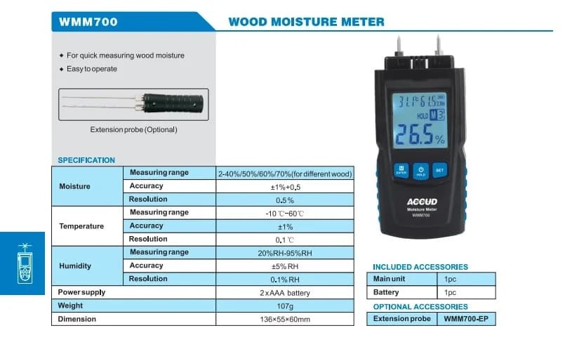 رطوبت سنج چوب آکاد WMM700 — تصویر ۳