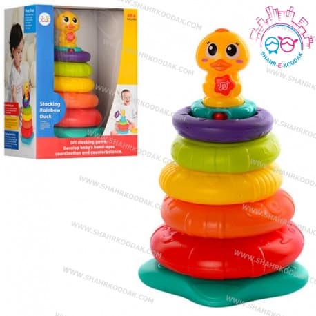 حلقه هوش رنگین کمانی اردک هولی تویز 2101 -Huile Toys Stacking Rainbow Duck