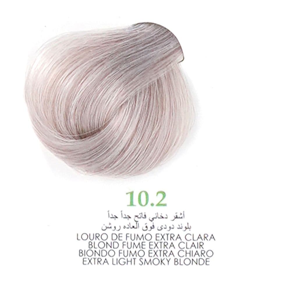 رنگ مو کم آمونیاک120 میل گارنیک 10.2 بلوند دودی فوق العاده روشن EXTRA LIGHT SMOKY BLONDE GARNIC ASH — تصویر ۳