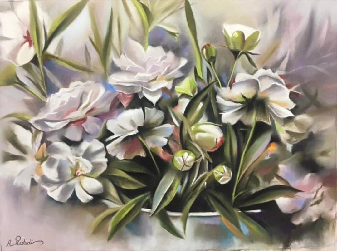 تابلو نقاشی گل سفید — تصویر ۲