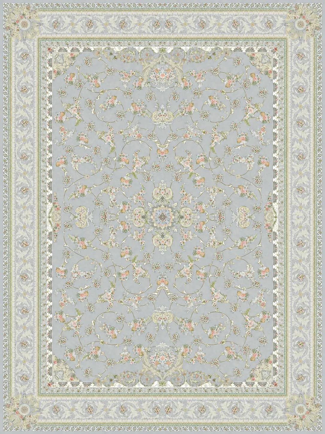 فرش عظیم‌زاده کاشان 1200 شانه تراکم 3600 ویکتوریا