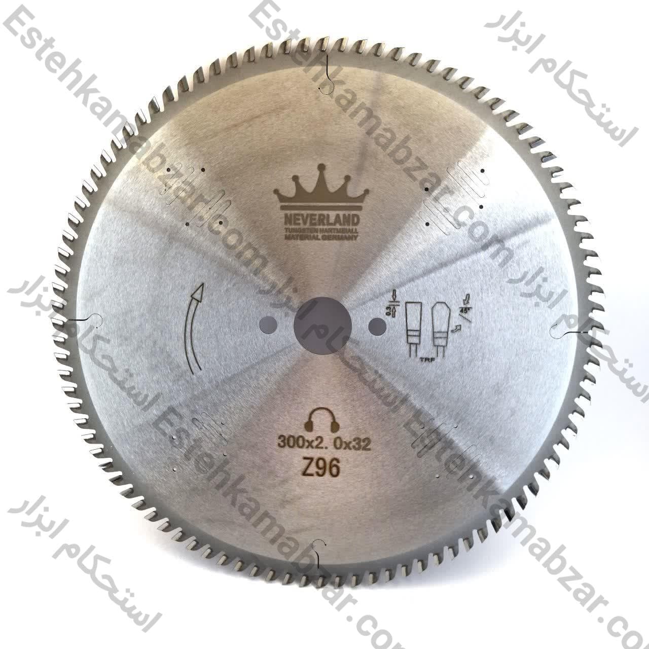 تیغ اره الماسه نورلند NEVERLAND سایز 32×2.0×300 با 96 دندانه | برش پروفیل آلومینیوم و لاین نوری