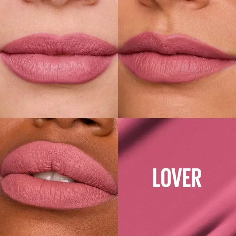 رژ لب مایع مات میبلین مدل سوپر استی رنگ 15 LOVER (اصل – Maybelline New York) ماندگاری ۱۶ ساعته و ضد انتقال — تصویر ۲