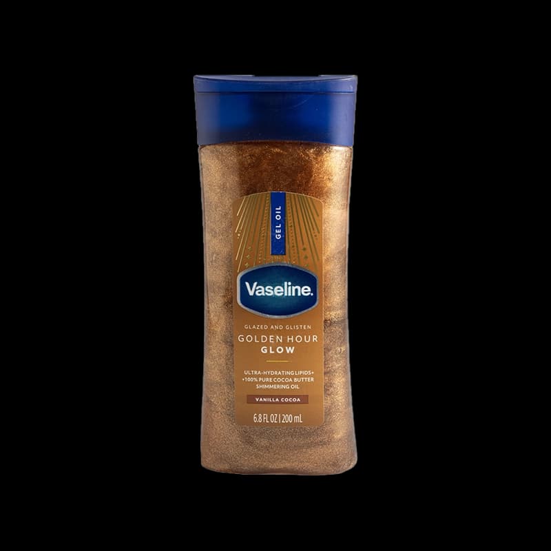ژل روغن براق کننده بدن وازلین مدل Vaseline Golden Hour Glow Vanilla Cocoa – رطوبت‌رسان و درخشان‌کننده