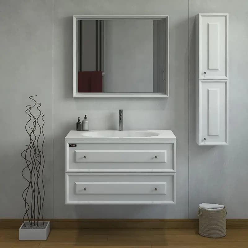 ست کابینت و روشویی آلکا مدل 3075 کلاسیک به همراه باکس و آینه