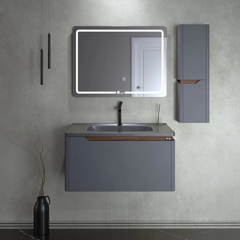 ست کابینت و روشویی آلکا مدل 6080 به همراه باکس کناری و آینه بک لایت