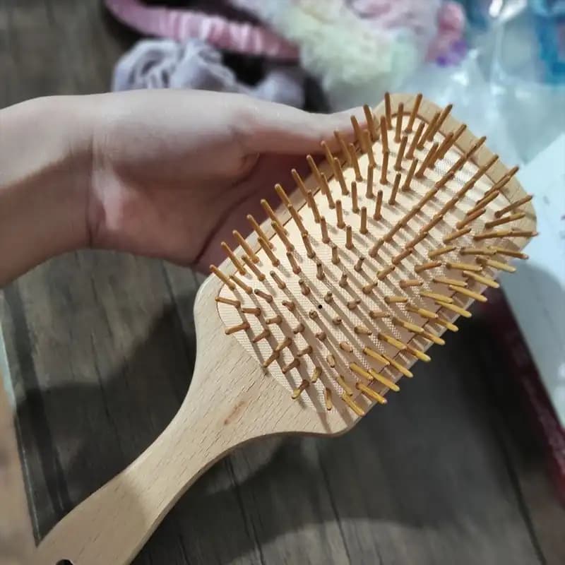 برس مو چوبی بامبو مدل مستطیلی؛ ضد وز و موخوره مناسب انواع مو — تصویر ۳