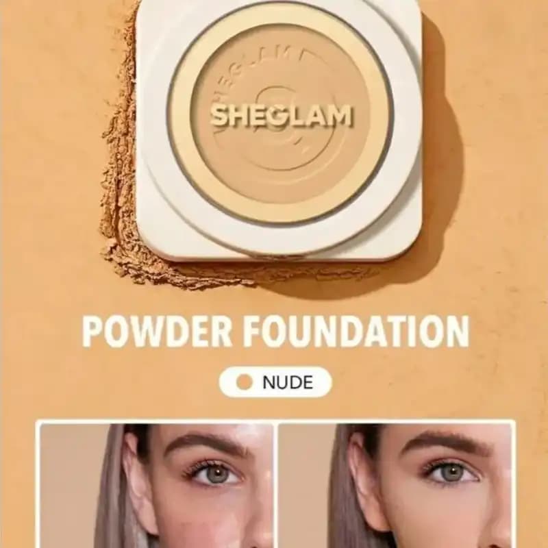 پنکک کرم‌ پودری شیگلم رنگ Nude؛ پوشش نچرال برای پوست‌های گندمی روشن (Sheglam) — تصویر ۳