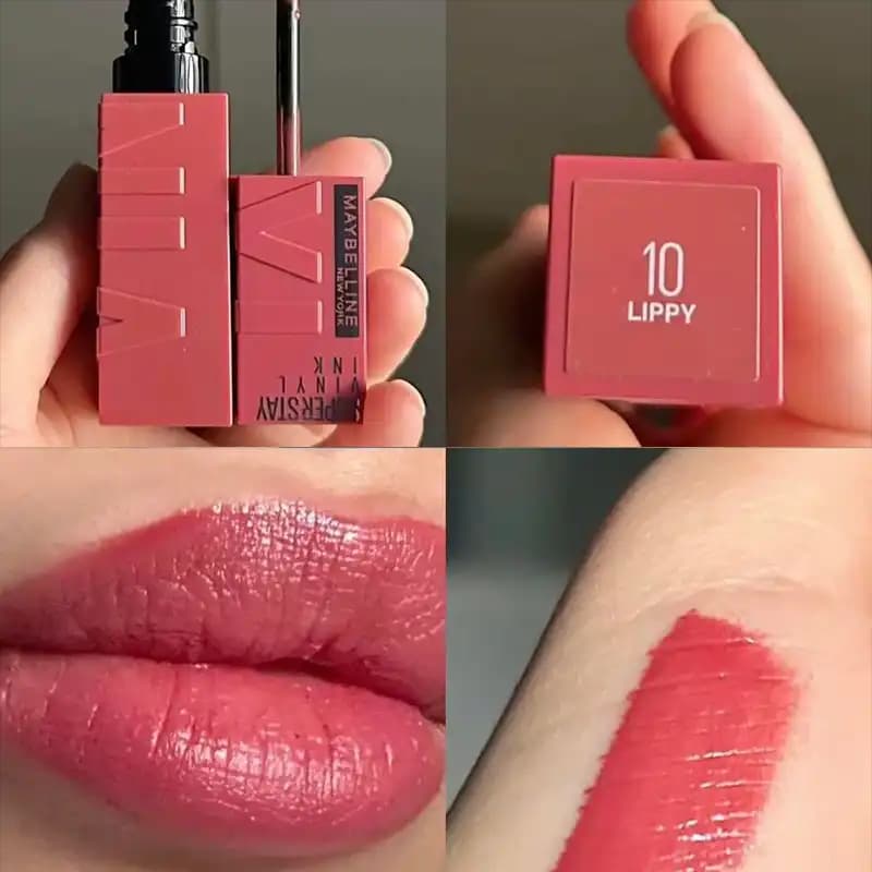رژ لب مایع میبلین Super Stay Vinyl Ink رنگ 10 Lippy (اصل، آمریکا) — تصویر ۳