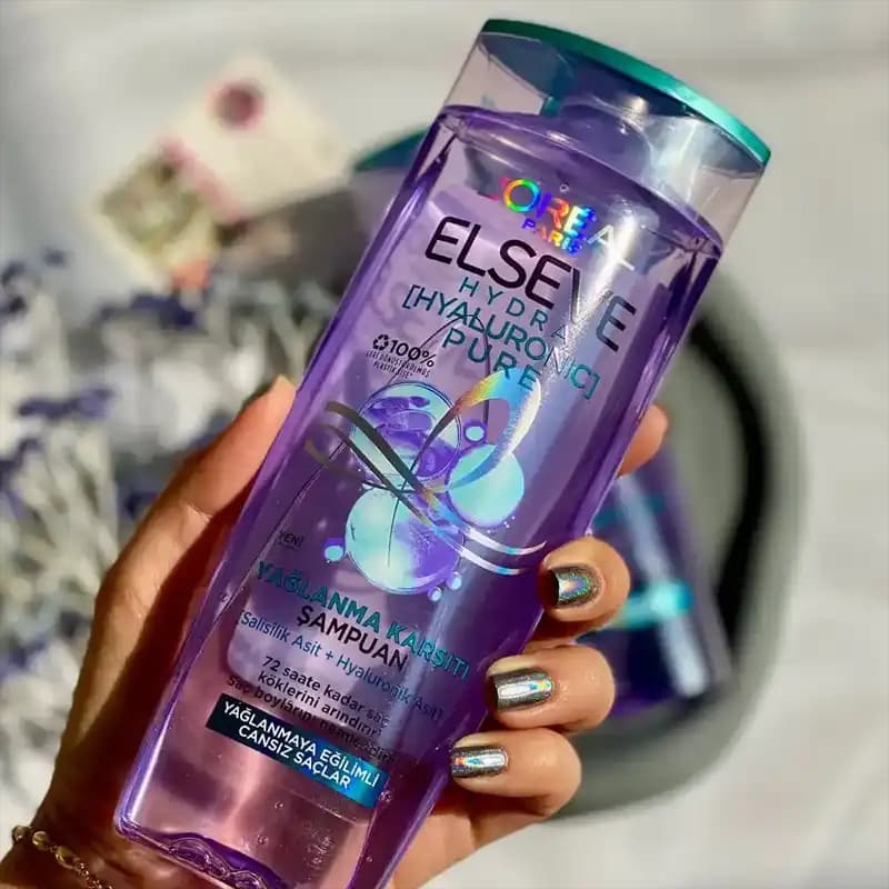 شامپو آبرسان لورال هیالورونیک پیور سری Elseve مخصوص موهای چرب L’Oréal — تصویر ۳