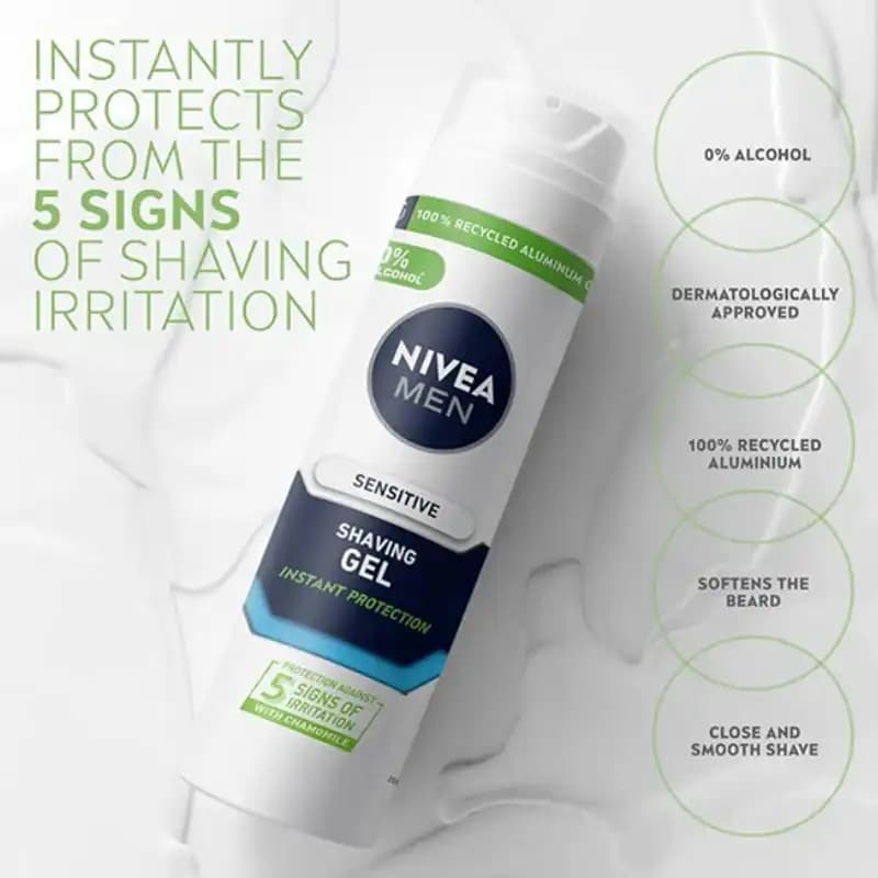 ژل اصلاح نیوآ Nivea Sensitive مخصوص پوست حساس — تصویر ۳
