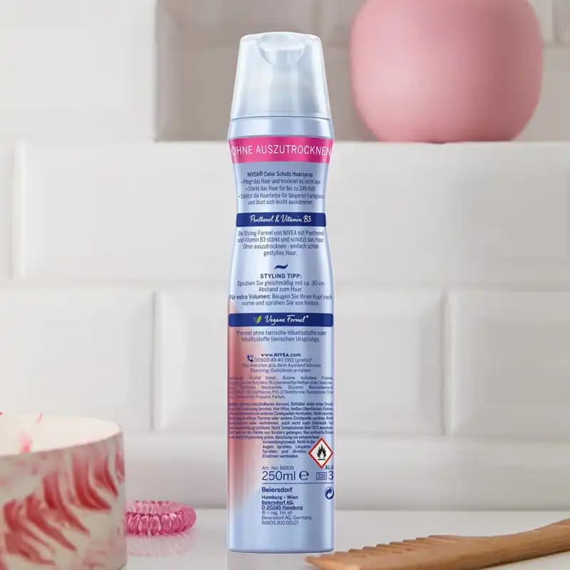 اسپری حالت دهنده مو نیوآ (NIVEA) مدل Color محافظت از رنگ مو و تثبیت حالت – اصل آلمان — تصویر ۴