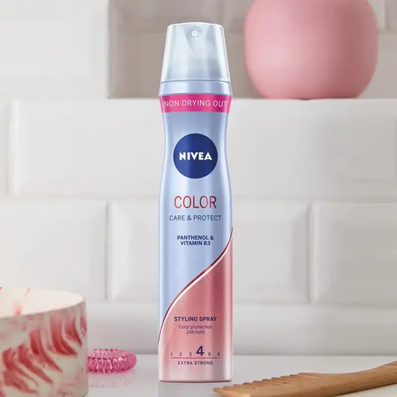 اسپری حالت دهنده مو نیوآ (NIVEA) مدل Color محافظت از رنگ مو و تثبیت حالت – اصل آلمان — تصویر ۵