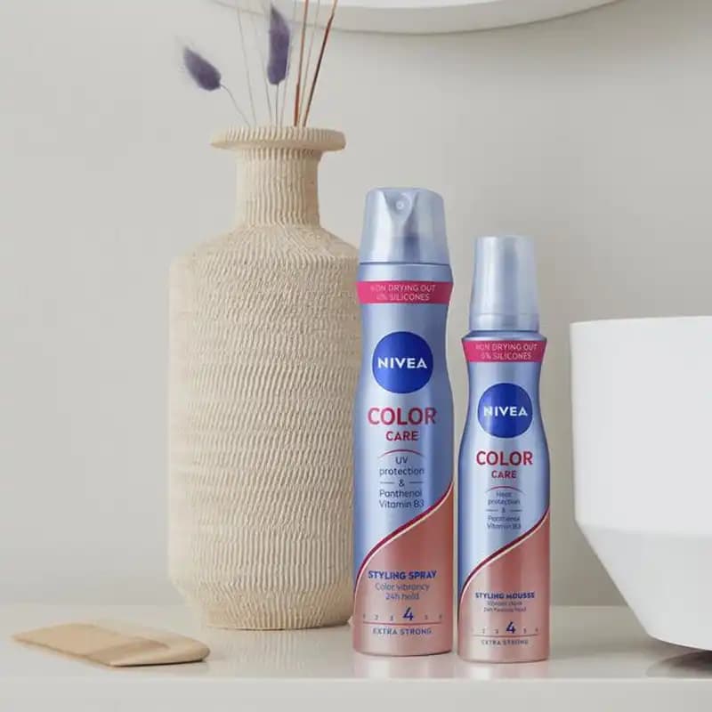 اسپری حالت دهنده مو نیوآ (NIVEA) مدل Color محافظت از رنگ مو و تثبیت حالت – اصل آلمان — تصویر ۳