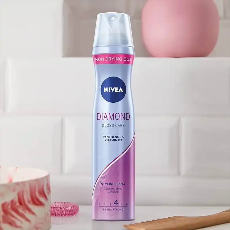 اسپری حالت دهنده مو نیوآ (NIVEA) مدل Diamond تافت درخشان و قوی – اصل آلمان — تصویر ۵