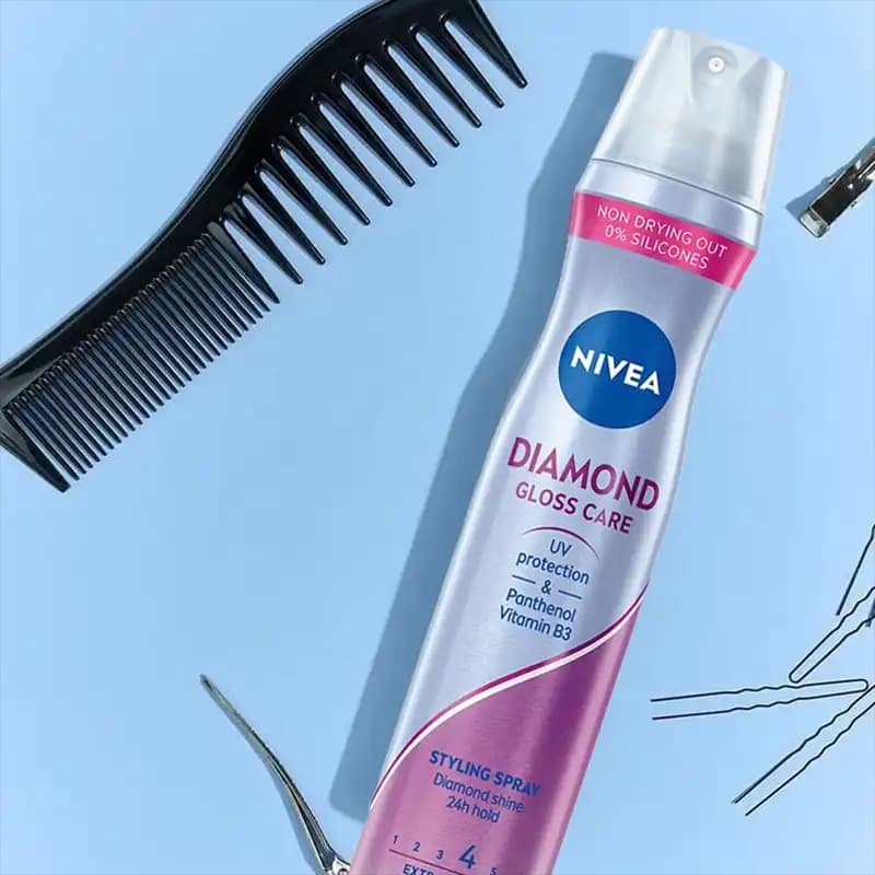 اسپری حالت دهنده مو نیوآ (NIVEA) مدل Diamond تافت درخشان و قوی – اصل آلمان — تصویر ۴