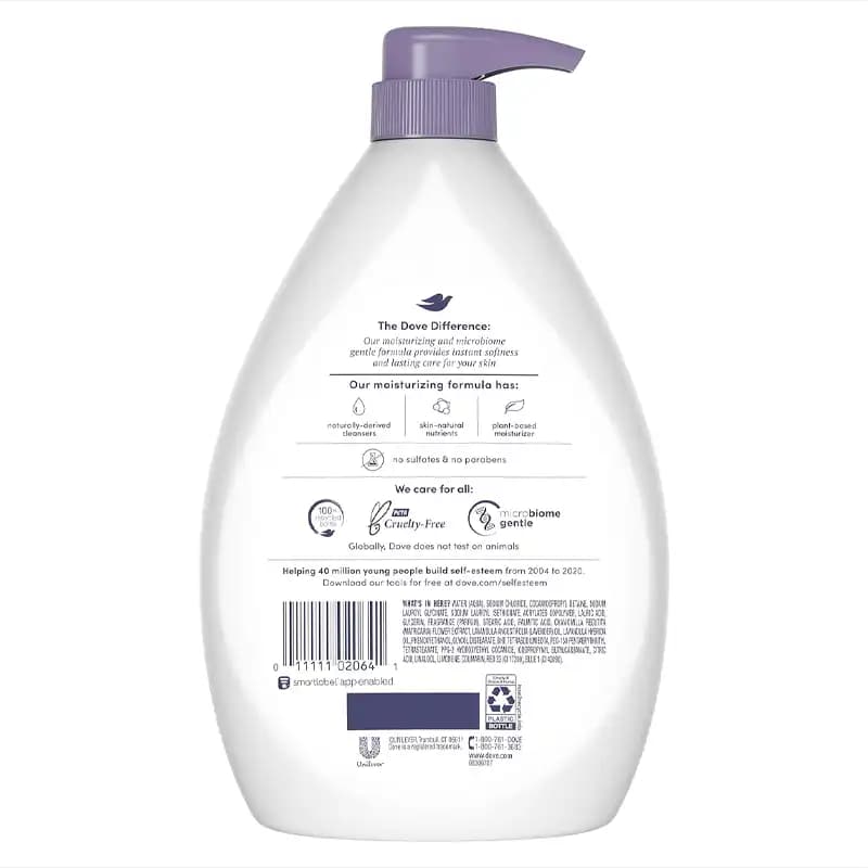 شوینده بدن آرامبخش داو مدل اسطوخودوس و بابونه | Dove Lavender & Chamomile Body Wash 1L — تصویر ۴
