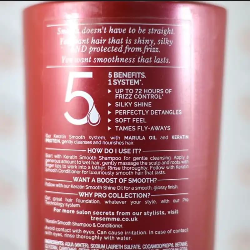 شامپو کراتینه ترزمه قرمز Tresemme Keratin Smooth از سری Pro Collection — تصویر ۴