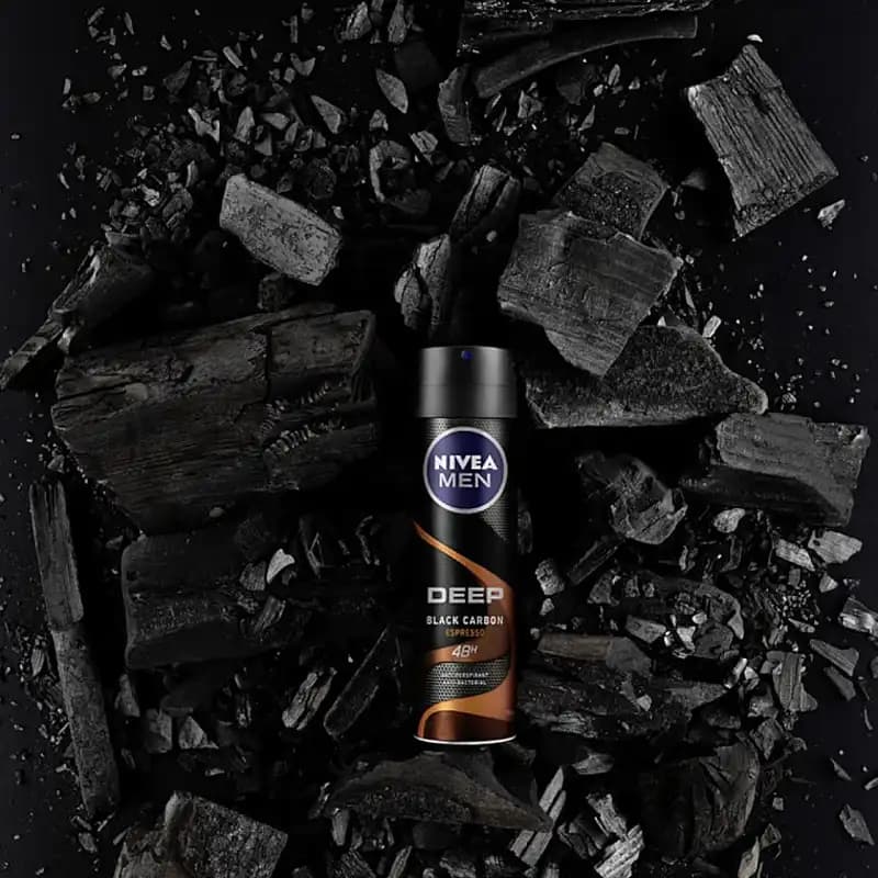 اسپری ضد تعریق مردانه نیوآ DEEP Black Carbon Espresso اصل Nivea رایحه چوبی اسپرسو — تصویر ۵
