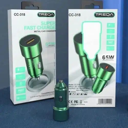 شارژر فندکی ۶۵ وات تریکا مدل CC-318 | شارژ سریع تطبیقی و پشتیبانی از چند پروتکل