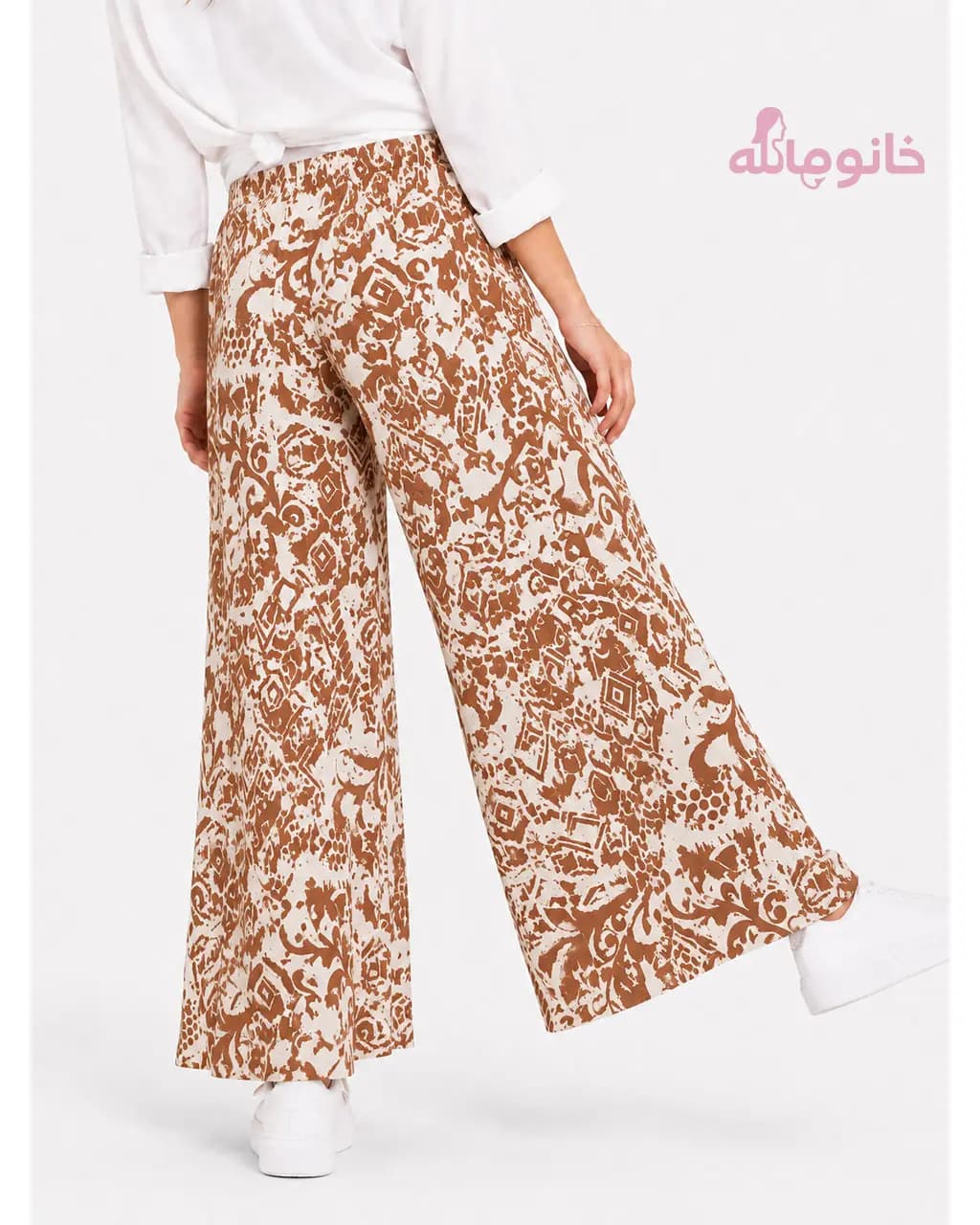 شلوار لینن nizel 80665 طرحدار جلو پیلی — تصویر ۳