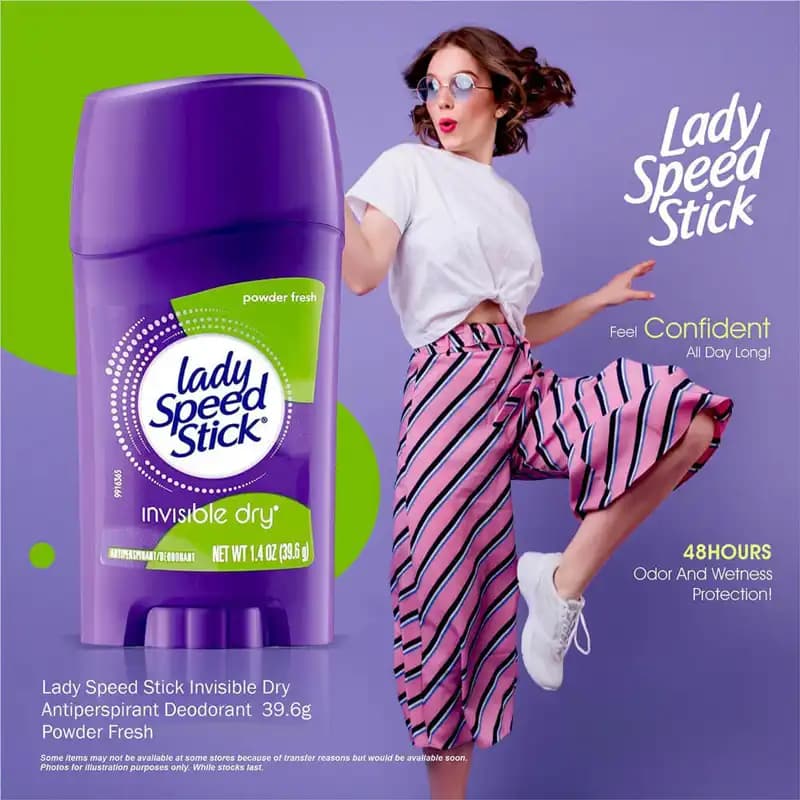 استیک ضد تعریق لیدی اسپید Powder Fresh زنانه – محافظت 48 ساعته، رایحه پودری — تصویر ۵