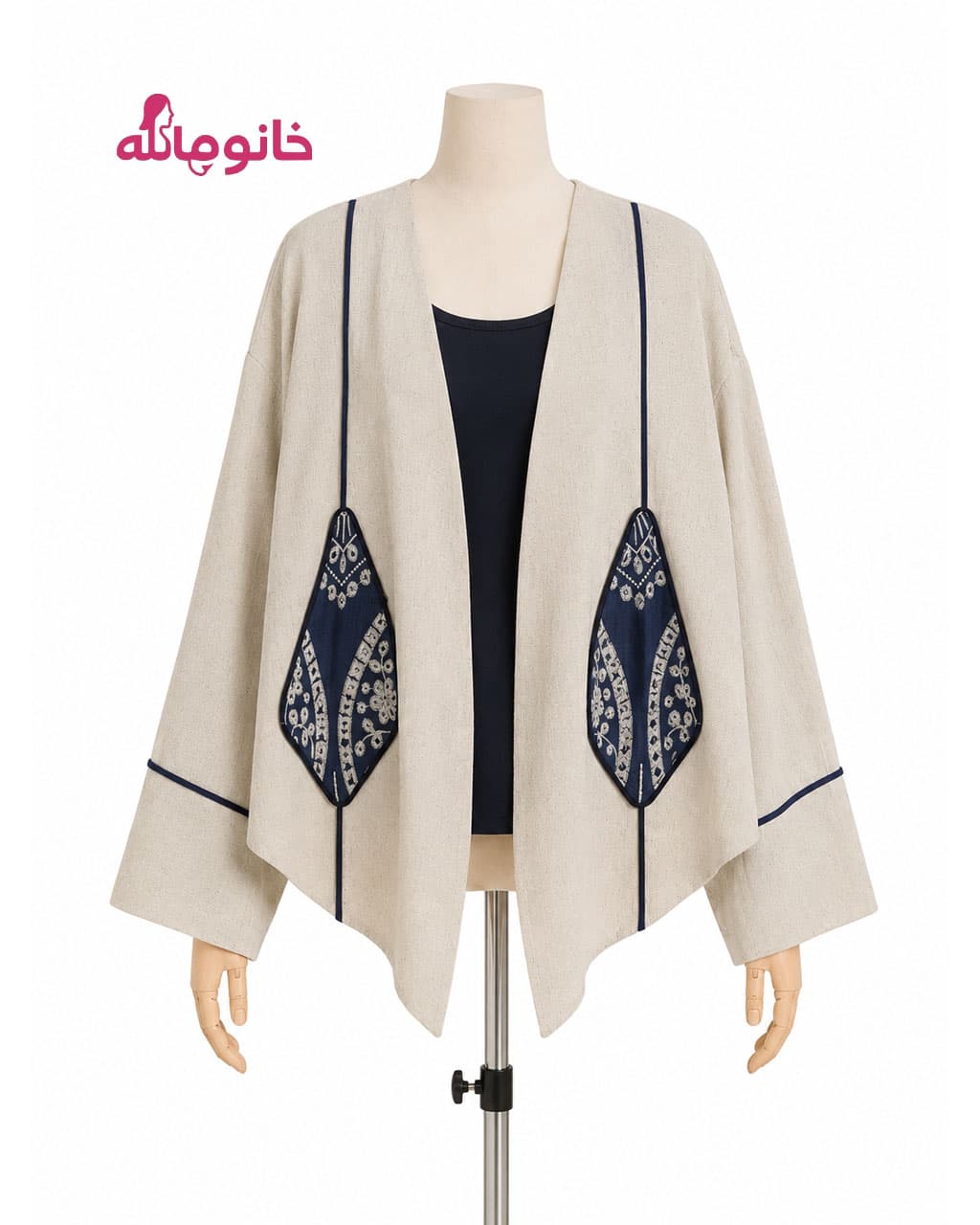 کت کراپ زنانه nizel20564 لینن خرجکار کوک دوزی