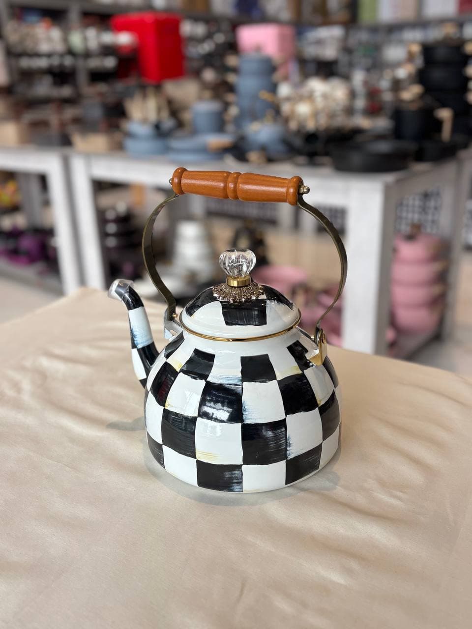 کتری لعابی خمره ای طرح شطرنجی DAMA