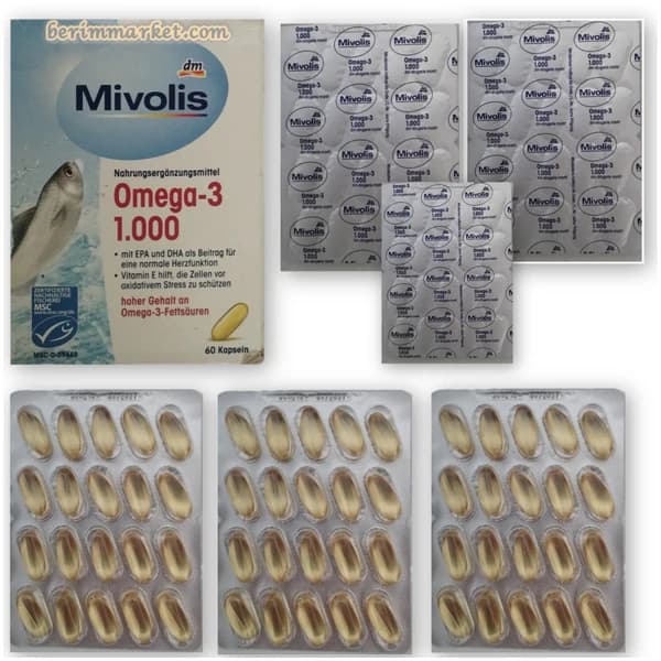 کپسول امگا ۳ میفولیس ۱۰۰۰ با ویتامین E و روغن ماهی 60 عددی