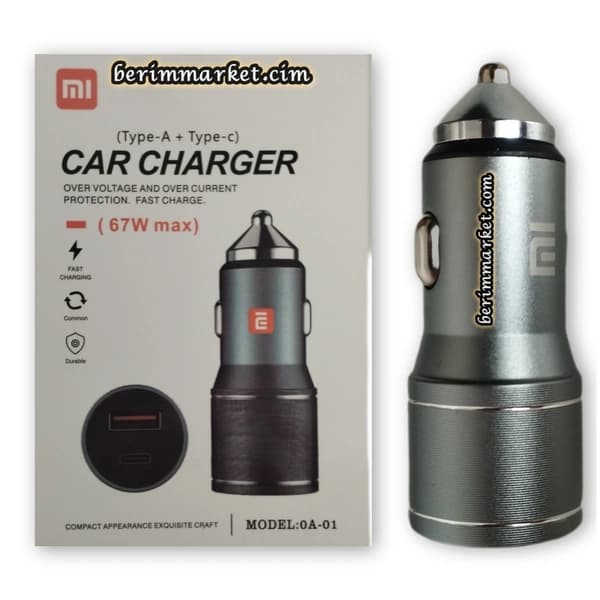 فست شارژر موبایل فندکی خودرو 67 وات دو پورت شیائومی مدل OA-01