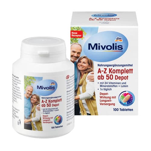 قرص مولتی‌ویتامین A-Z دپوت ۵۰+ میولیس (Mivolis A-Z Komplett 50+ Depot)
