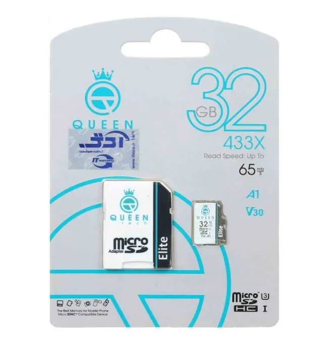 کارت حافظه microSDHC کوئین تک مدل 433X کلاس 10 استاندارد U3 سرعت 65MB/s به همراه آداپتور ظرفیت 32 گیگابایت — تصویر ۲