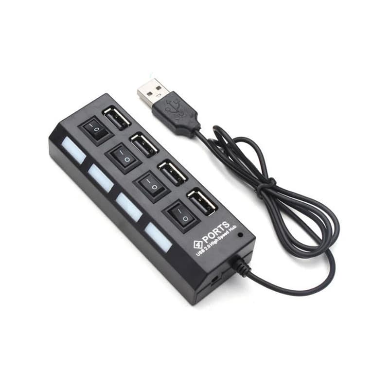 هاب 4 پورت آداپتور خور کلیددار LED دار USB2.0 Kaiser KH-12