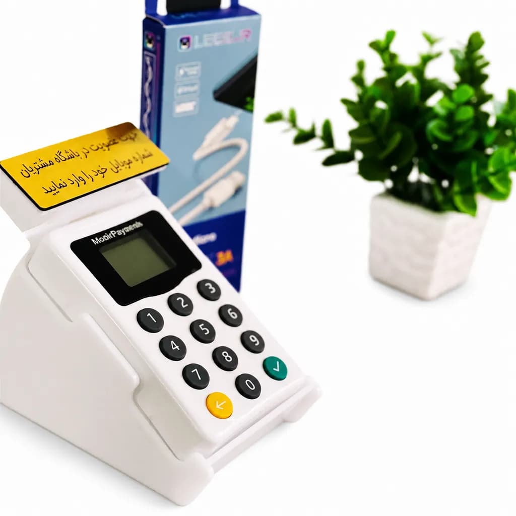 دستگاه ذخیره شماره موبایل مشتریان حضوری سفید + پایه سفید
