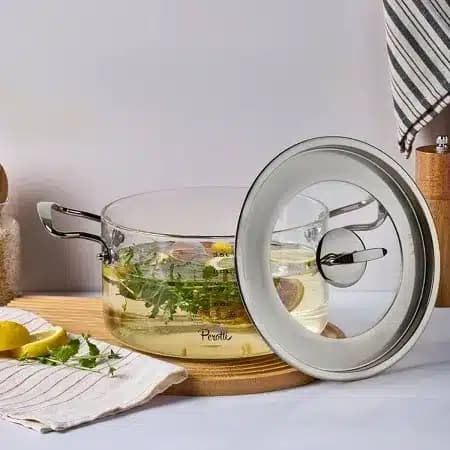 قابلمه پیرکس درب استیل سیلور پروتی PEROTTI — تصویر ۴