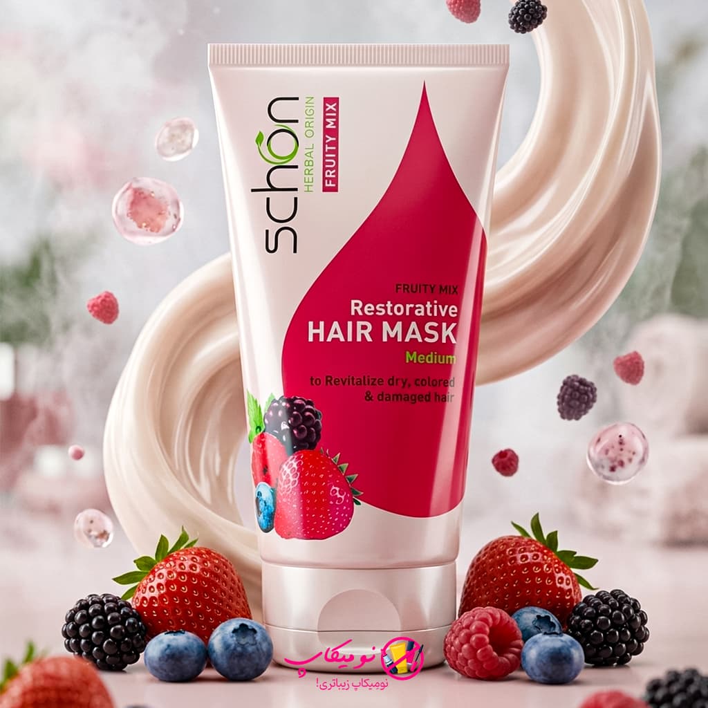 ماسک مو تیوپی آبرسان شون مدل Fruity Mix مناسب مو خشک و آسیب‌دیده حجم 150 میلی لیتر