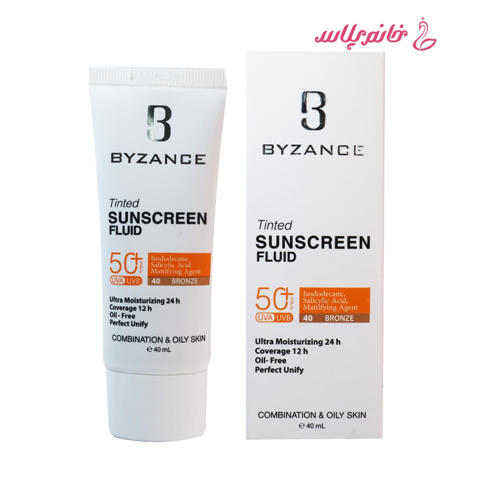 ضدآفتاب رنگی بیزانس مدل Bronze +SPF50 مناسب پوست مختلط تا چرب — تصویر ۷